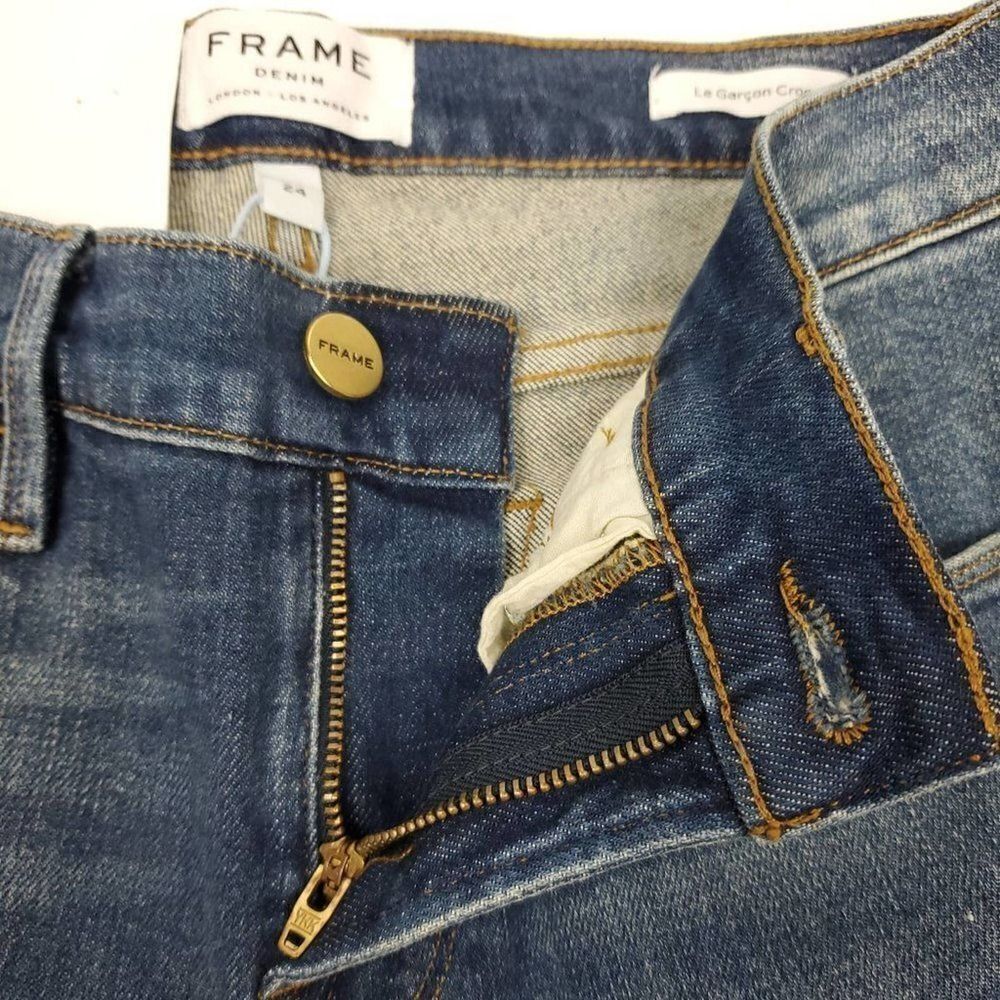 FRAME Size 25 Le Garcon Release Hem Crop Boyfriend Jeans - Picture 9 of 15